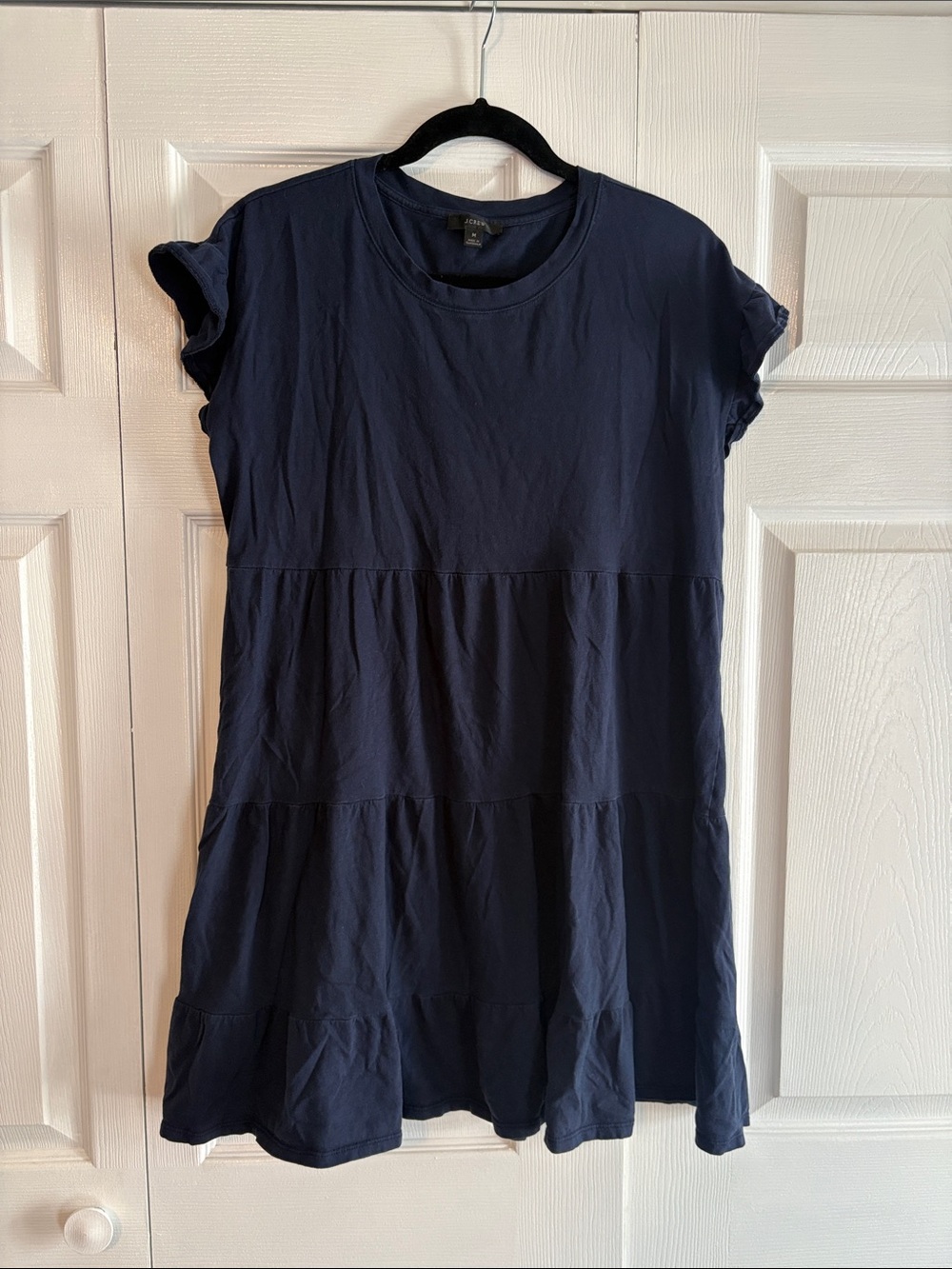 J.Crew Tiered Dress in Broken Jersey Navy Size Medium